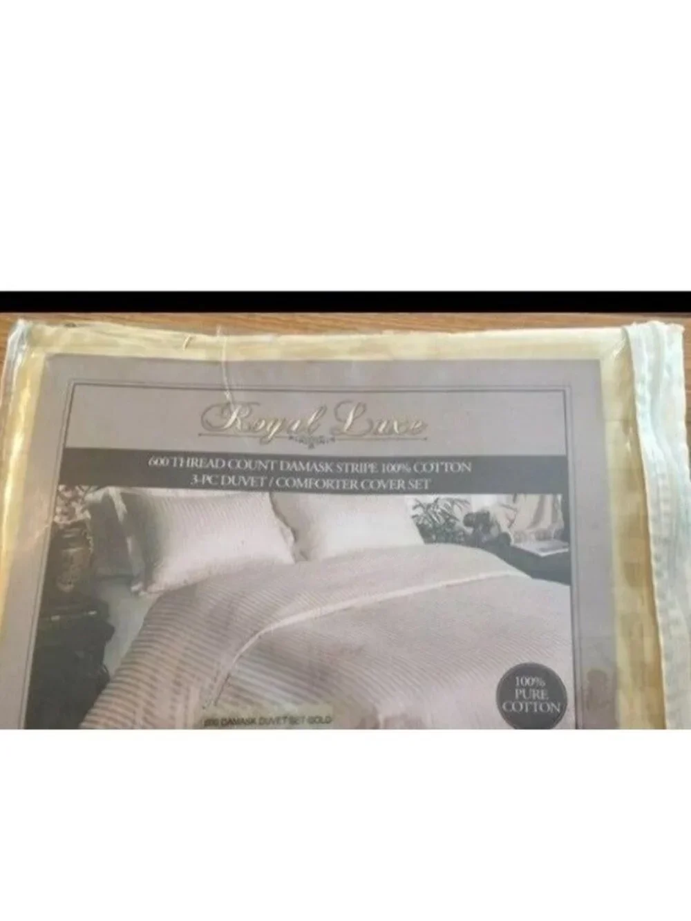 Royal Luxe Duvet/Comforter Full/Queen 3pc Cover Set 600 Thread Cnt Damask Stripe